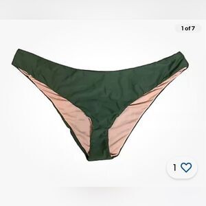 J Crew Curved Waist Cheeky Bikini Bottom Safari Green - L